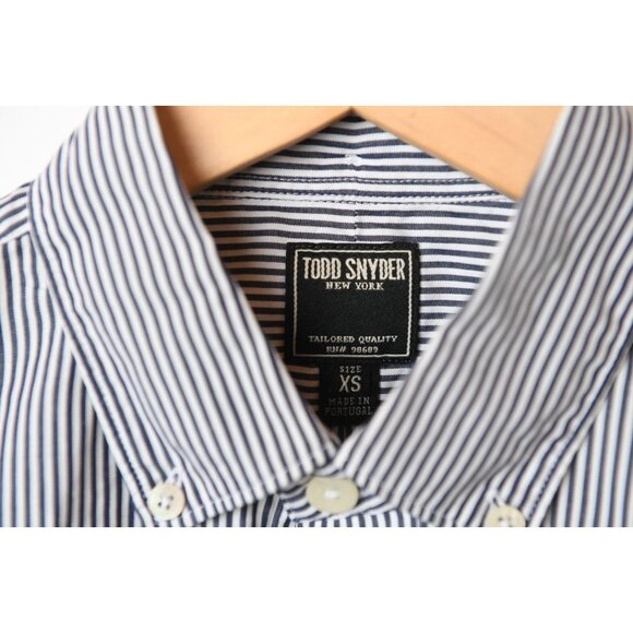 TODD SNYDER Striped Black White Button-Down Shirt Cotton Regular Fit XS - Picture 4 of 13